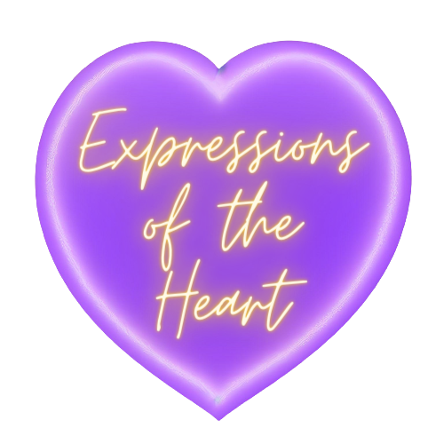 Expressions of the Heart written within a purple heart